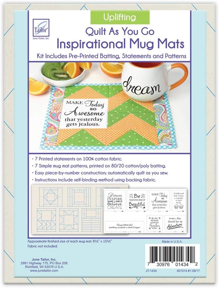 Quilt As You Go Inspirational Mug Mats, Multiple Themes