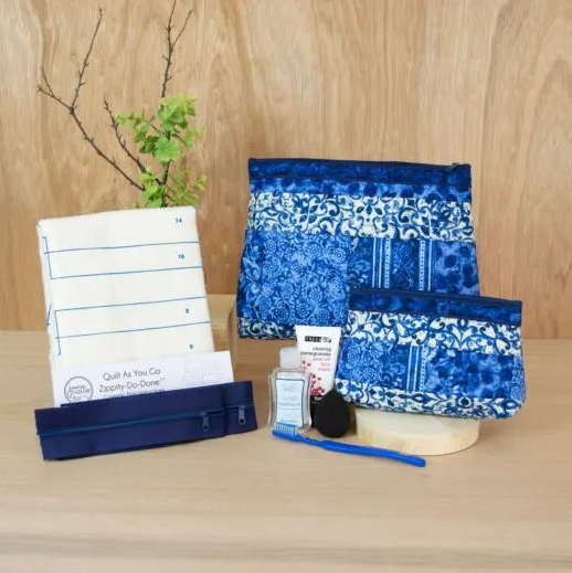 Quilt As You Go  Zippered Cosmetic Bags (multiple colors)