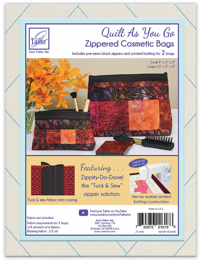 Quilt As You Go  Zippered Cosmetic Bags (multiple colors)