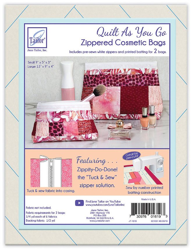 Quilt As You Go Zippered Cosmetic Bags (multiple colors)
