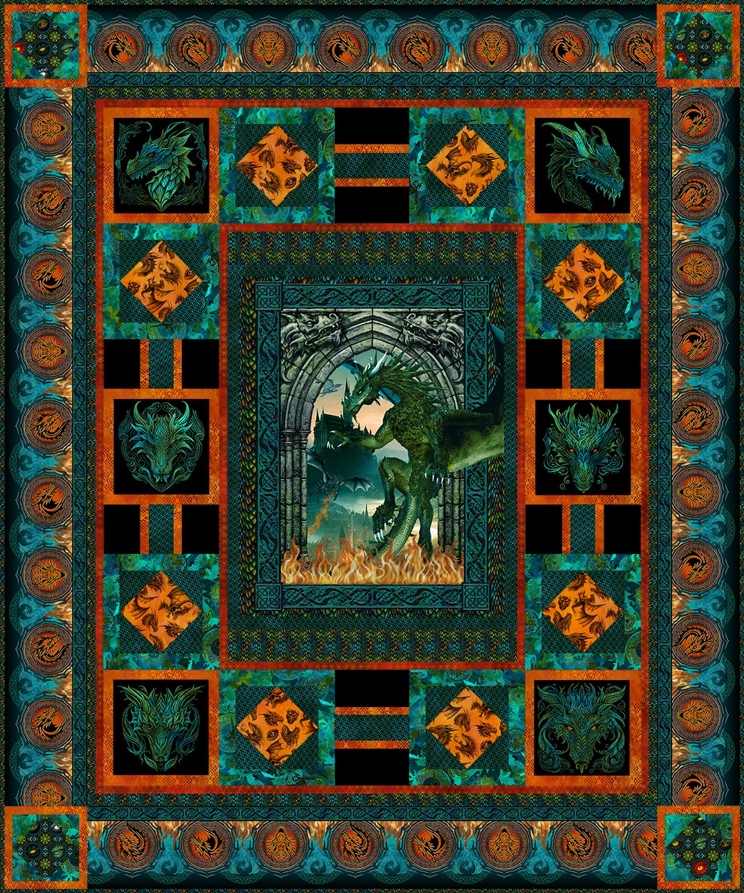 Dragons - Emerald Reign Quilt Kit - PRE-ORDER