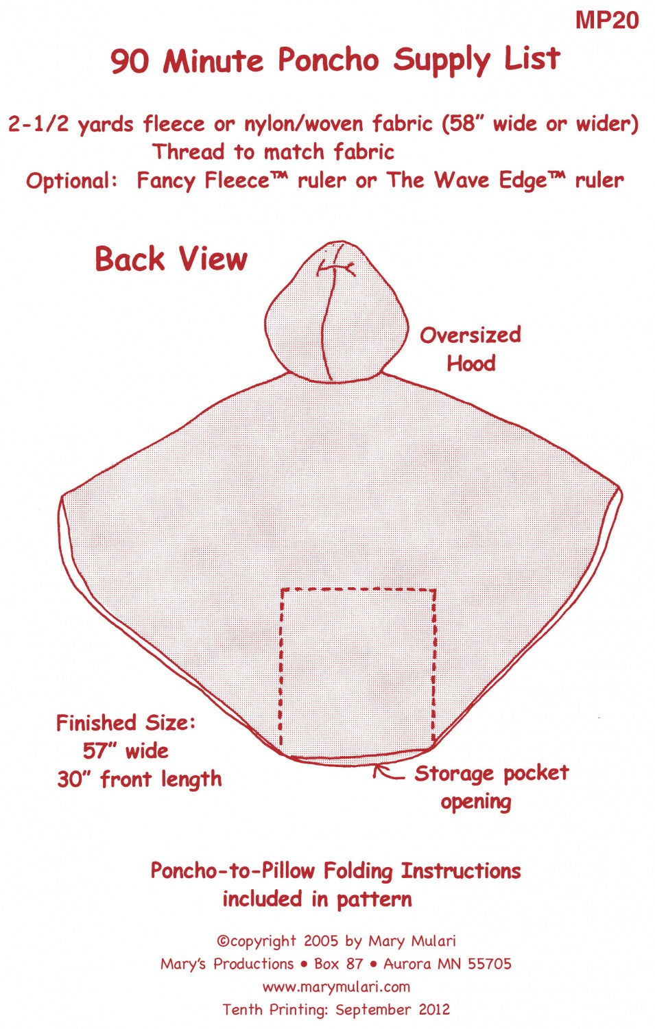90 Minute Poncho, Pattern