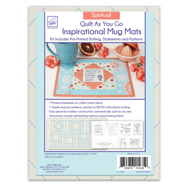Quilt As You Go Inspirational Mug Mats, Multiple Themes
