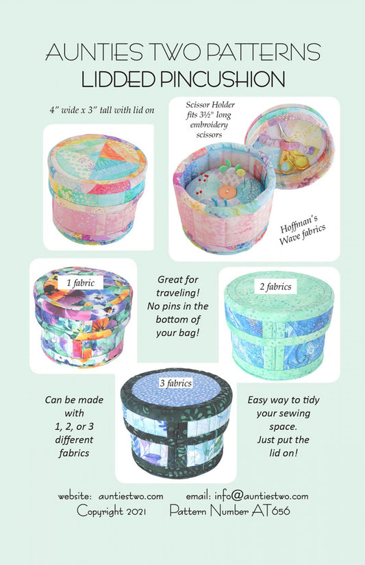 Aunties Two Patterns, Lidded Pincushion Pattern