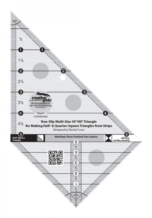 Creative Grids Multi Size Triangle 45/90 Degrees Ruler