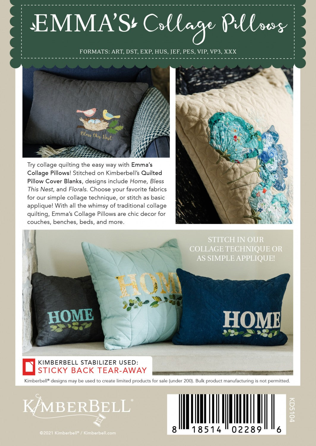 Kimberbell Emma's Collage Pillow Embroidery Designs